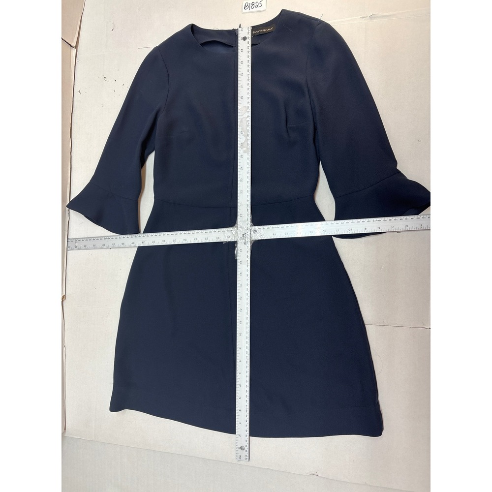 Banana Republic Navy Blue Bell Sleeve Women's Mini Dress Crew Neck Work Office - Picture 2 of 5